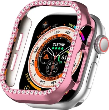Pouzdro na mobilní telefon Pouzdro posázené kamínky pro Apple Watch 44mm - růžové