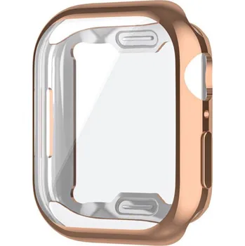 Pouzdro na mobilní telefon Pouzdro z měkkého plastu s ochranou displeje pro Apple Watch 45mm - růžovozlaté