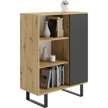 Komoda Komoda Kobi 90 x 40 x 116 cm černá, dub artisan mat