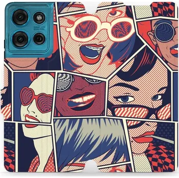 Pouzdro na mobilní telefon Flipové pouzdro Mobiwear - Motorola Moto G75 5G - VP18P Komiks (Knížkové flip pouzdro, obal, kryt na mobil Motorola Moto G75 5G - VP18P Komiks, materiál Umělá kůže + TPU - ochrana 360°, stojánek, silikonová vanička, magnetické zavírání)