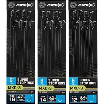 Rybářský háček Matrix Návazec MXC-3 6” Super Stop Rigs 16 / 0.145mm