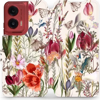 Pouzdro na mobilní telefon Flipové pouzdro Mobiwear - Motorola Moto G35 5G - MP01S Rozkvetlá louka (Knížkové flip pouzdro, obal, kryt na mobil Motorola Moto G35 5G - MP01S Rozkvetlá louka, materiál Umělá kůže + TPU - ochrana 360°, stojánek, silikonová vanička, magnetické zavírání)