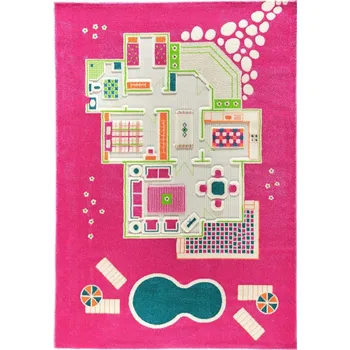 Domeček pro panenku DOMEČEK PRO PANENKY - Růžový Koberec 3D pro Děti 160x230 cm IVI Carpets
