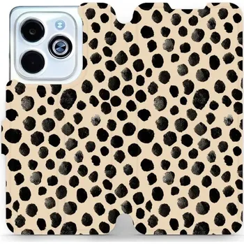 Pouzdro na mobilní telefon Flipové pouzdro Mobiwear - Infinix HOT 40i - VA50S Černé puntíky (Knížkové flip pouzdro, obal, kryt na mobil Infinix HOT 40i - VA50S Černé puntíky, materiál Umělá kůže + TPU - ochrana 360°, stojánek, silikonová vanička, magnetické zavírání)