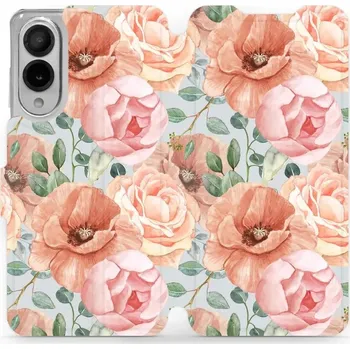 Pouzdro na mobilní telefon Flipové pouzdro Mobiwear - Samsung Galaxy S25 Edge - MP02S Pastelové květy (Knížkové flip pouzdro, obal, kryt na mobil Samsung Galaxy S25 Edge - MP02S Pastelové květy, materiál Umělá kůže + TPU - ochrana 360°, stojánek, silikonová vanička, magnetické)