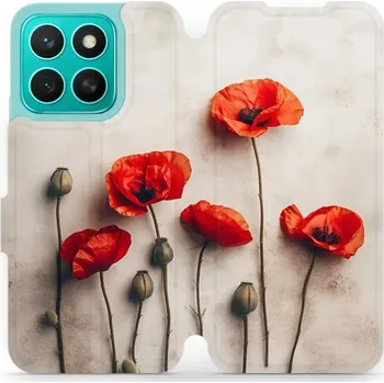 Pouzdro na mobilní telefon Flipové pouzdro Mobiwear - Honor X8c - VP42S Vlčí máky (Knížkové flip pouzdro, obal, kryt na mobil Honor X8c - VP42S Vlčí máky, materiál Umělá kůže + TPU - ochrana 360°, stojánek, silikonová vanička, magnetické zavírání)