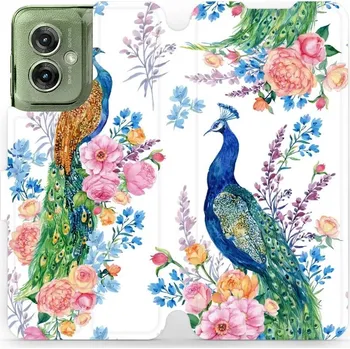 Pouzdro na mobilní telefon Flipové pouzdro Mobiwear - Motorola Moto G55 5G - MX08S Pávi (Knížkové flip pouzdro, obal, kryt na mobil Motorola Moto G55 5G - MX08S Pávi, materiál Umělá kůže + TPU - ochrana 360°, stojánek, silikonová vanička, magnetické zavírání)