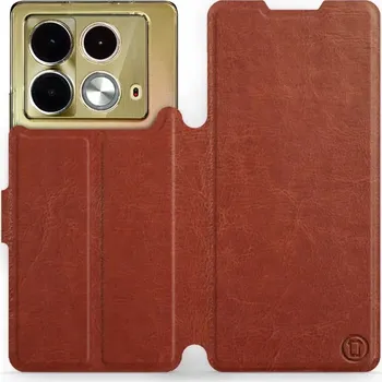 Pouzdro na mobilní telefon Flipové pouzdro Mobiwear - Infinix Note 40 - Hnědé a šedé (Knížkové flip pouzdro, obal, kryt na mobil Infinix Note 40 - Hnědé a šedé, materiál Umělá kůže + TPU - ochrana 360°, stojánek, silikonová vanička, magnetické zavírání)