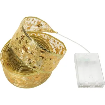 Vánoční dekorace Vánoční svítící LED stuha - Ribbon Gold – 10 metrů - Bílá teplá