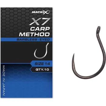 X7 Carp Method Size 14 Barbless - Eyed
