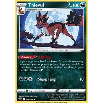 Karetní hra Pokémon ASR 104/189 Thievul - Astral Radiance Stav: Near Mint, Verze: REVERSE HOLO