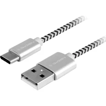 Datový kabel Kabel GoGEN USB / USB-C, 3m, opletený - stříbrný