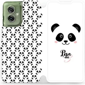 Pouzdro na mobilní telefon Flipové pouzdro Mobiwear - Motorola Moto G55 5G - M030P Panda Amálka (Knížkové flip pouzdro, obal, kryt na mobil Motorola Moto G55 5G - M030P Panda Amálka, materiál Umělá kůže + TPU - ochrana 360°, stojánek, silikonová vanička, magnetické zavírání)