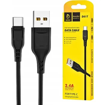 Datový kabel Kabel Denmen USB - USB typ C 1 m černý