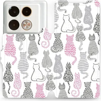 Pouzdro na mobilní telefon Flipové pouzdro Mobiwear - Infinix Note 40 Pro - MX01S Kočičí zádíčka (Knížkové flip pouzdro, obal, kryt na mobil Infinix Note 40 Pro - MX01S Kočičí zádíčka, materiál Umělá kůže + TPU - ochrana 360°, stojánek, silikonová vanička, magnetické zavírání)