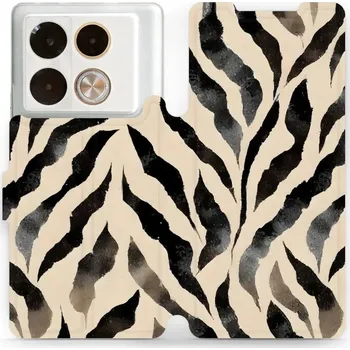 Pouzdro na mobilní telefon Flipové pouzdro Mobiwear - Infinix Note 40 Pro - VA53S Zebří (Knížkové flip pouzdro, obal, kryt na mobil Infinix Note 40 Pro - VA53S Zebří, materiál Umělá kůže + TPU - ochrana 360°, stojánek, silikonová vanička, magnetické zavírání)