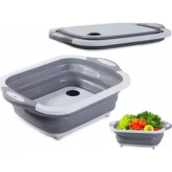 Kuchyňské prkénko Zaparkorun Skládací silikonová nádoba a prkénko - 2 v 1 - šedá