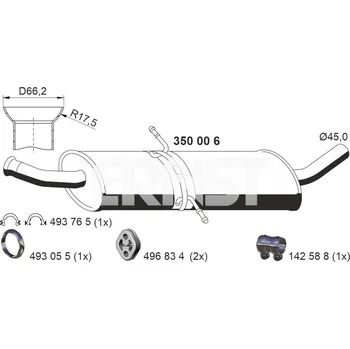 Tlumič výfuku Střední tlumič výfuku ERNST 350006