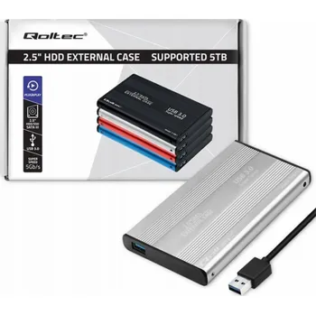 Externí pevný disk Qoltec Bydlení | HDD SSD 2,5" SATA3 | USB 3.0 | Stříbrný