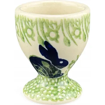 Stojánek na vajíčko Kalíšek na vajíčko, stojánek na vejce Zajíci dek. P324 Keramika Bolesławiec