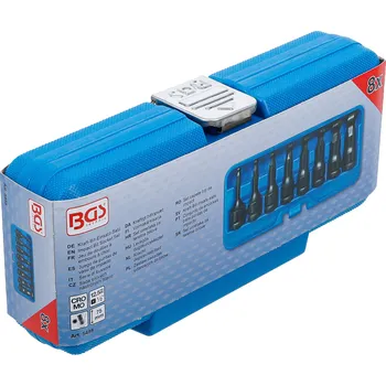 Ruční nářadí BGS 5488, Sada silových nástrčných hlavic | délka 75 mm | 12,5 mm (1/2") | vnitřní šestihran s kulovou hlavou 6 - 19 mm | 8dílná