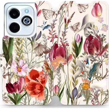 Pouzdro na mobilní telefon Flipové pouzdro Mobiwear - Infinix HOT 40i - MP01S Rozkvetlá louka (Knížkové flip pouzdro, obal, kryt na mobil Infinix HOT 40i - MP01S Rozkvetlá louka, materiál Umělá kůže + TPU - ochrana 360°, stojánek, silikonová vanička, magnetické zavírání)