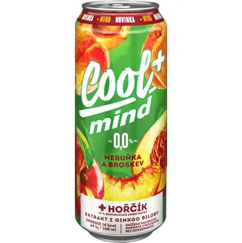 Pivo Cool+ Mind s příchutí meruňka a broskev 4x0,5l