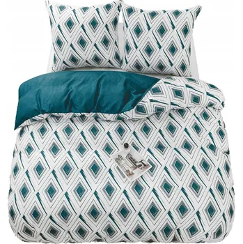Povlečení Povlečení 140x200 bavlna saténová oboustranná GierekHoff 2cz bílo-tyrkysová