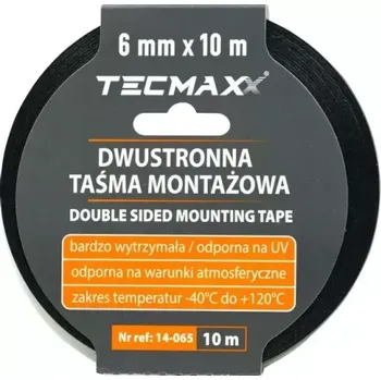 Lepicí páska TECMAXX Oboustranná montážní páska PE černá 6mm x 10m