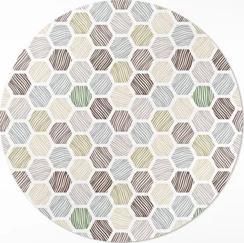 Koberec Kulatý Koberec Vinyl PVC fi 90 cm Vzorované hexagony pastelové barvy boho