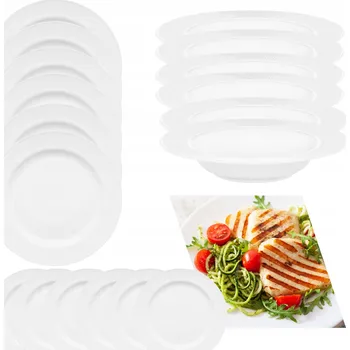 Talíř JÍDELNÍ SADA TALÍŘŮ PRO 6 OSOB BÍLÁ KLASICKÁ 18 DÍLŮ