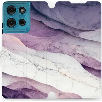 Pouzdro na mobilní telefon Flipové pouzdro Mobiwear - Motorola Moto G75 5G - VP31S Bílý a fialový mramor (Knížkové flip pouzdro, obal, kryt na mobil Motorola Moto G75 5G - VP31S Bílý a fialový mramor, materiál Umělá kůže + TPU - ochrana 360°, stojánek, silikonová vanička, magnetick