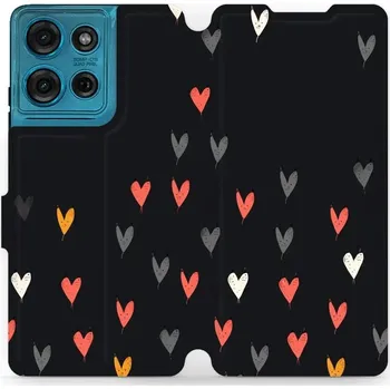 Pouzdro na mobilní telefon Flipové pouzdro Mobiwear - Motorola Moto G75 5G - VP79S Srdíčka (Knížkové flip pouzdro, obal, kryt na mobil Motorola Moto G75 5G - VP79S Srdíčka, materiál Umělá kůže + TPU - ochrana 360°, stojánek, silikonová vanička, magnetické zavírání)