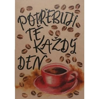 Přáníčko BeBechy – recyklovaný papír - Káva tiskopis