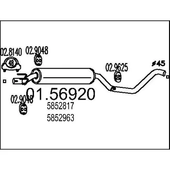 Tlumič výfuku Střední tlumič výfuku MTS 01.56920