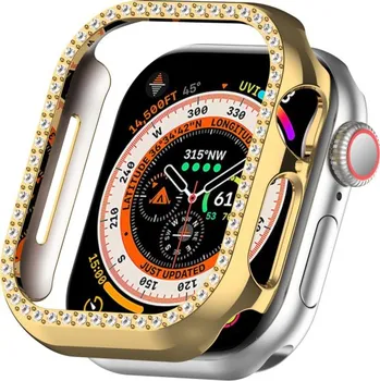 Pouzdro na mobilní telefon Pouzdro posázené kamínky pro Apple Watch 45mm - zlaté