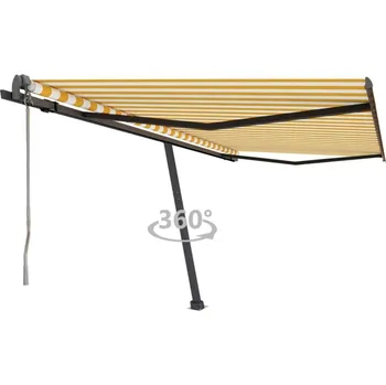 Markýza vidaXL Volně stojící automatická markýza 450 x 300 cm [3069768] Barva: Žluto-bílá