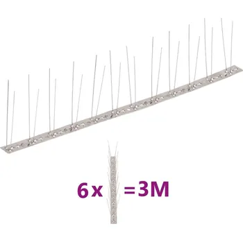 Repelent vidaXL 2řadové nerezové hroty proti ptákům a holubům sada 6 ks 3 m [170234]