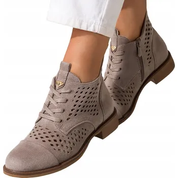 Dámské tenisky Dámské kotníkové boty Šedé Prolamované Šněrovací Jarní Boty S Ozdobou vel. 37