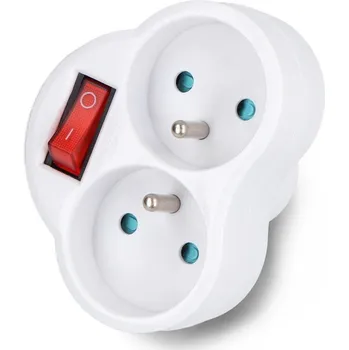 Elektrická rozdvojka - 2 zásuvky s vypínačem - bílá - DPM P904W