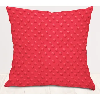 Povlak na polštářek Dětský povlak na polštář Minky 3D puntíky MKP-019 Jahodový červený 50 x 60 cm