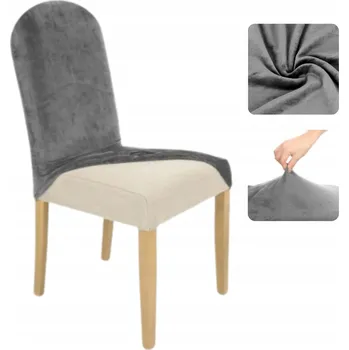 Potah na židli POVLAK NA ŽIDLI ZAKULACENÝ ŠEDÝ VELUR ELASTICKÝ