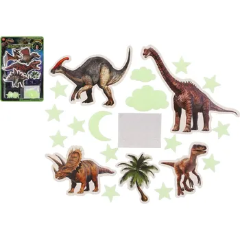 Figurka Teddies Dinosauři na zeď/strop svítící ve tmě papír/plast 2 druhy na kartě