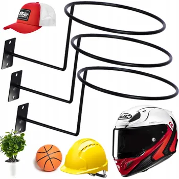 Věšák 3x DRŽÁK NA ZEĎ PRO MOTOCYKLOVOU PŘILBU, ČEPICI, MÍČ, KVĚTINÁČ - STOJAN