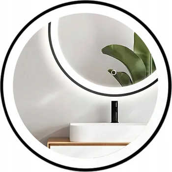 Zrcadlo KULATÉ ZRCADLO GALAXY ČERNÝ RÁM LED 80 cm do Koupelny Dotykový Spínač