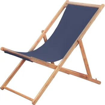 Nábytek XL Skládací plážové křeslo látka a dřevěný rám modré 44000