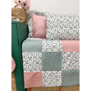 Přehoz na lůžko Přehoz/deka na postel pro děti 100x160 patchwork šalvějově růžová