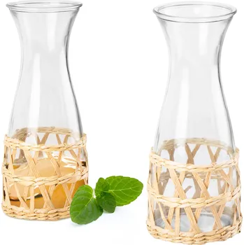 SKLENĚNÁ KARAFA NA VODU, NÁPOJE A ŠŤÁVY 1,2 L S OZDOBNÝM KOŠÍKEM