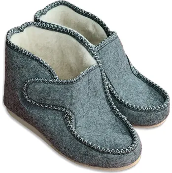 Pánská zimní obuv BabičkaOvečková.cz Zimní důchodky s ovčí vlnou nízké odlehčené šedá, Velikost EU 37