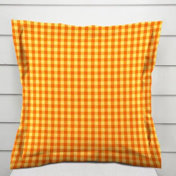 Povlak na polštářek Bavlněný povlak na polštář s lemem Olivia OL-006 Oranžovo-žlutá kostka malá 50 x 50 cm
